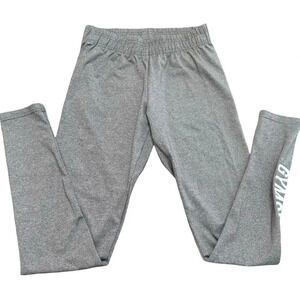 Gymshark leggings with logo on side leg. Gray, size small. Wide elastic waist.